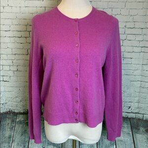 Alex Marie 100% Cashmere Cardigan Sweater Pink L Office Layering Closet Staple